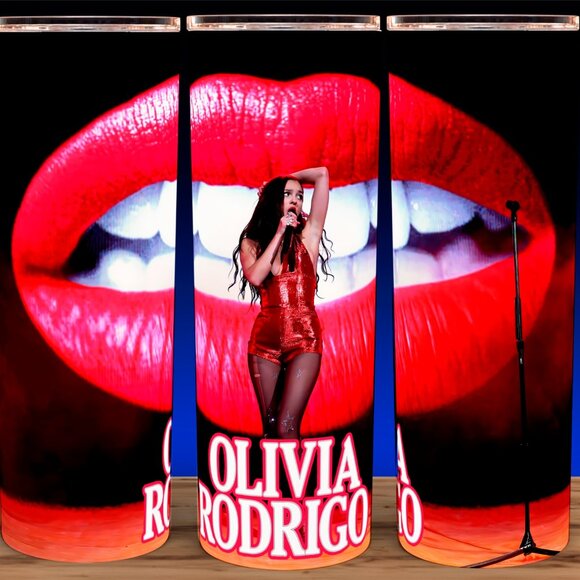 Olivia Rodrigo Guts World Tour Red Lips Cup Mug Tumbler 20oz - Picture 1 of 3